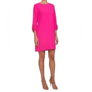 CeCes Bright Fuchsia Dress - Sleek Three-Quarter Sleeve